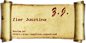 Zier Jusztina névjegykártya